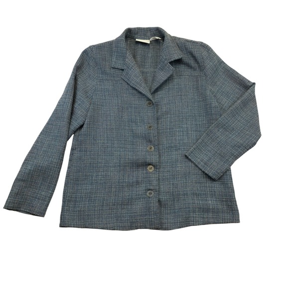 Appleseed's Women's Blue Tweed Button Blazer Jacket Size M Classic Retro - Picture 1 of 8